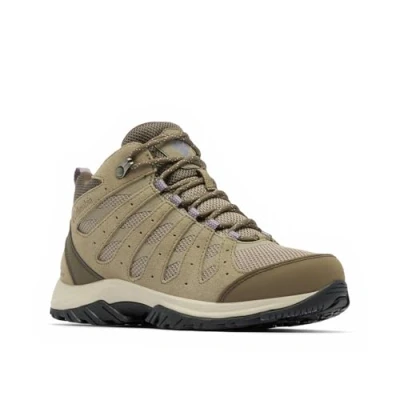 Image of Columbia Women&#039;s Redmond 3 Mid Waterproof, Waterproof Rise Trekking and Hiking Boots, Pebble/Granite Purple, 8