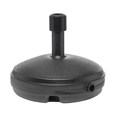 Image of ANGIX Parasol Base 7 Litre Round Plastic Umbrella Holder Base: Water/Concrete Filler, Lightweight, Ideal For Outdoor Deck, Lawn, Garden, Beach Black
