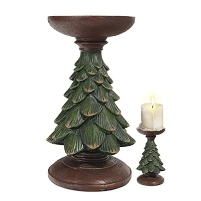 Image of Decorative Resin Candle Holder Christmas Tree Shaped Taper Holders Decor Crafts