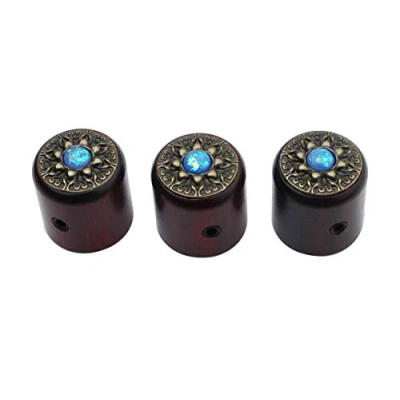 Image of Guyker 3Pcs Red Sandalwood Potentiometer Control Knobs Dia. 6mm (0.24&quot;) Shaft Pots Rotary Volume Tone Knob Replacement Part for Electric Guitar or Precision Bass CNC Machined, WK002