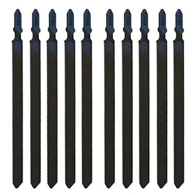 Image of EMSea 10pcs T136A JigSaw Blades High Speed Steel 107mm Working Length Straight Fast Cutting T Shank Jig Saw for Wood Metal