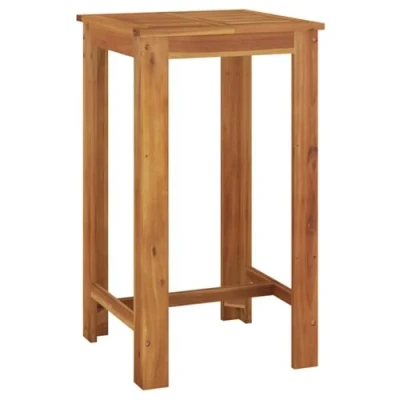 Image of vidaXL Sqaure Acacia Wood Garden Bar Table Multipurpose Indoor and Outdoor Furniture, Versatile Dining or Bistro Table, Natural Brown Finish