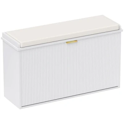 Image of HOMCOM Shoe Bench with Padded Seat Cushion and Flip Drawer, Cabinet Holds up to 120kg for Hallway, Entryway Porch, 80x26x47.5cm, White