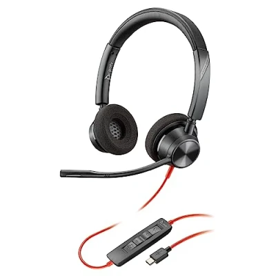 Image of Poly Blackwire 3320 Wired Headset Flexible Microphone Boom Hi fi Stereo Connect to PC/Mac via USB C or A Works with Teams/Zoom