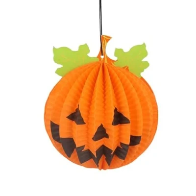 Image of Gisela Graham Paper Honeycomb Pumpkin Face Hanging hallowen decoration