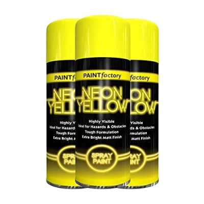 Image of Classic Signature 3 x Neon Yellow 200ML, Spray Paint Aerosol Fluorescent Bright Graffiti (Banksey) Matt Finish