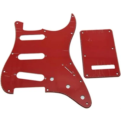 Image of Dopro 11 Hole Strat SSS Pickguard ST Back Plate Trem Cover for USA/Mexican FD Red 3 Ply