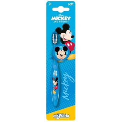 Image of Disney Mickey Mouse Little Teeth Toothbrush for Kids with Soft Rounded Bristles, Comfortable Handle Grip and Protection Cap Children Ages 3+