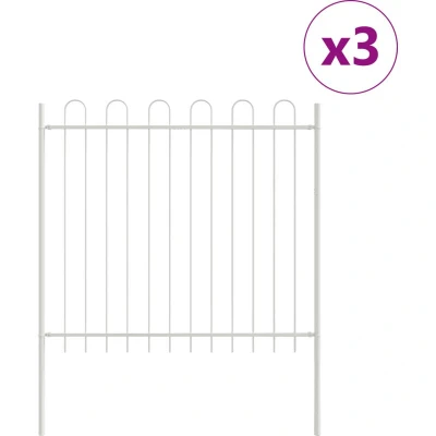 Image of vidaXL Garden Fence with Spear Top White 5.1x1.5 m Steel