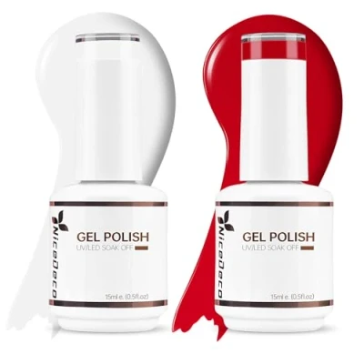 Image of Nicedeco Hema free Gel Nail Polish Set, 2x15ml UV/LEDGel Art Manicure Pedicure, Cruelty free,Vegan, Salon &amp; Home Use Long Lasting Easy to Apply Kit3