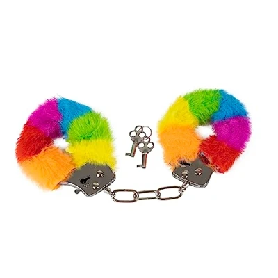 Image of Spencer &amp; Fleetwood Rainbow Furry Handcuffs Pride Hen Party