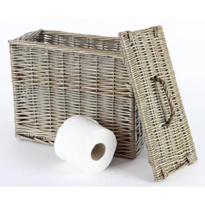 Image of Katie Jane HOME Antique Wash Wicker Toilet Loo Roll Basket Holder Tidy Storage