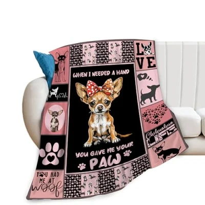 Image of Chihuahua Blanket Dog Throw Cozy Fleece Flannel Plush Bedding Gifts Stuff for Girls Women Teen Couch Sofa Bed Decor 40&quot;X50&quot;