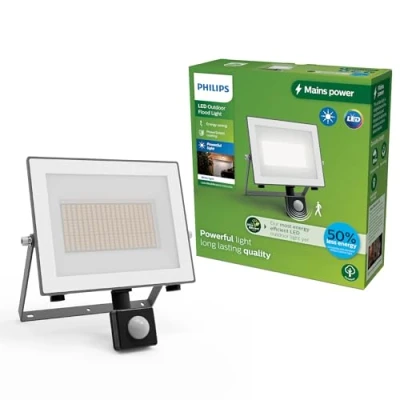 Image of PHILIPS Lois UltraEfficient Outdoor Floodlight, with Motion Sensor, 24 W, 3000 K White Light, Anthracite​