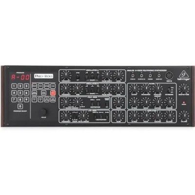 Image of Behringer PRO 800 Classic Analog 8 Voice Polyphonic Synthesizer with 2 VCOs, VCF, Arpeggiator, Sequencer and 400 Program Memories in Eurorack Format