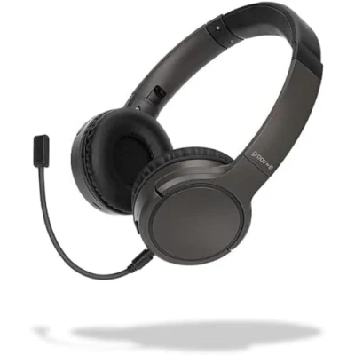 Image of groov e Connect Wireless Bluetooth Headphones with Detachable Mic Over the Ear Headphone Folding Design, Removable Boom Microphone, &amp; 30Hrs Audio Playback Connectivity Black