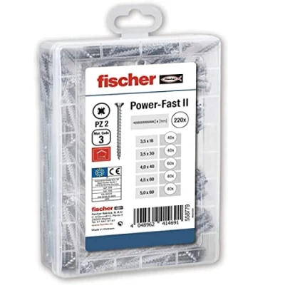 Image of fischer 96329 Pack Assorted Screws FPFII MISTERBOX 558779, Grey, 220 uds