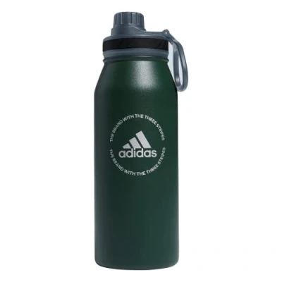 Image of adidas 1 Liter (32 oz) Water Bottle, Hot/Cold Double Walled Insulated 18/8 Stainless Steel, Green Oxide/Onix Grey/Silver Metallic, One Size