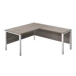 Image of 1600X800 Goal Post Right Hand Return Desk Grey Oak White