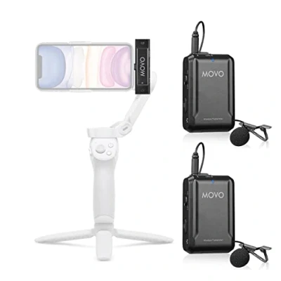Image of Movo Edge DI DUO Wireless Lavalier for iPhone Perfect Compact Lav Mic Smartphone Gimbal Stabilizer Great Vlogging, Filming, Teachers, and More Compatible With DJI Osmo OM 4