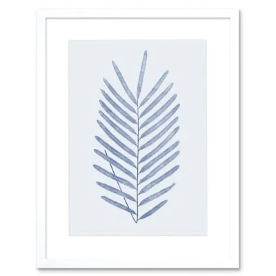 Image of Wee Blue Coo Botanics Cobalt Fern Diversifolium Art Print White Framed Poster Wall Decor 9x7 inch
