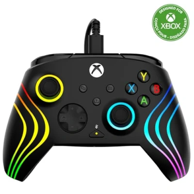 Image of Turtle Beach Afterglow Wave Controller Black Wired RGB Gaming Licensed for Xbox Series X or S, One and Windows Mappable Buttons, Hall Effect Hair Triggers, Audio Controls