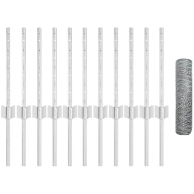 Image of vidaXL Fence Posts 11 pcs U Channel 40 cm Galvanised Steel