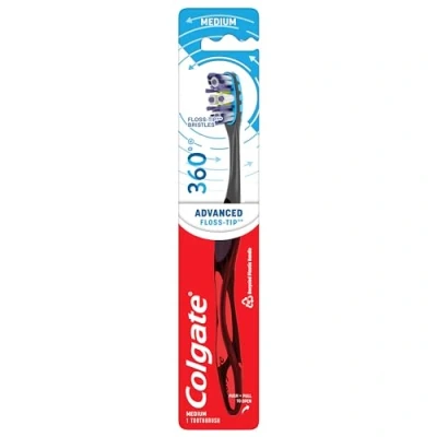 Image of Colgate 360 Total Advanced Floss Tip Bristle Toothbrush, Full Head Medium by