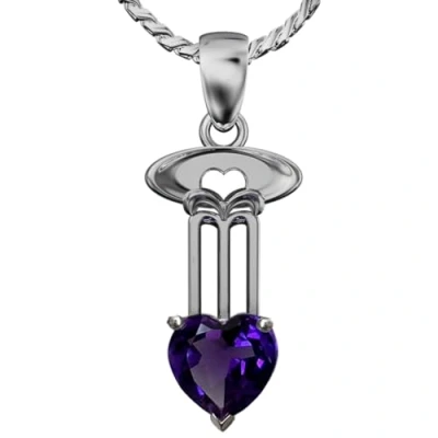 Image of Cairn CHARLES RENNIE MACKINTOSH Silver Pendant Dunure Necklace. Heart Cut Amethysts. Jewellery gift box included. 860