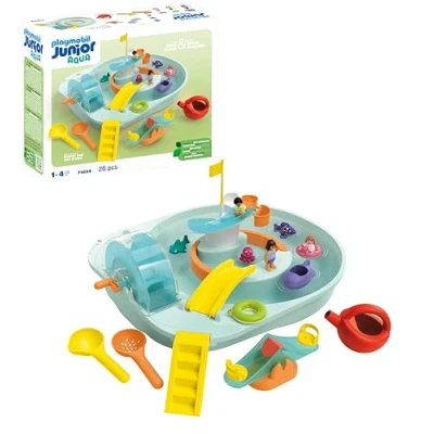 Image of Playmobil 71654 JUNIOR AQUA: Splash and Learn Water Adventure Set, including adorable fish, sustainable toy made from plant based plastics, gifting toy, play sets suitable for children ages 1+