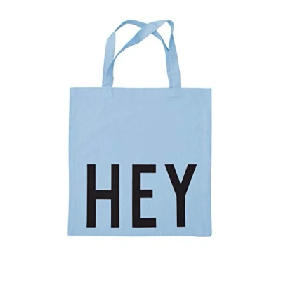 Image of Design Letters Favourite Tote Bag HEY Light Blue 100% Organic Cotton Shoulder for Women, Oeko tex certified, Reusable Shopper Women Available in Fashionable Colors