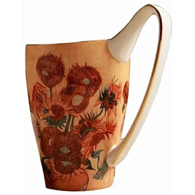 Image of YBK Tech Bone China Coffee Mug, 16oz Large Tea Cup Design Inspired by Van Gogh&#039;s Paintings (Sunflower)