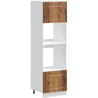 Image of vidaXL Lucca Oven Cabinets Engineered Wood, Adjustable Feet, Ample Storage, 60x57x207cm Old Wood