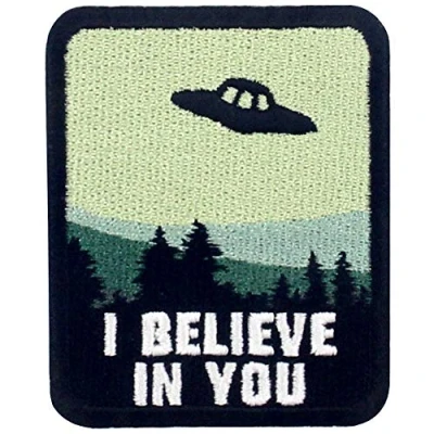 Image of ZEGIN I Believe in You X Files UFO Patch Embroidered Applique Badge Iron On Sew Emblem
