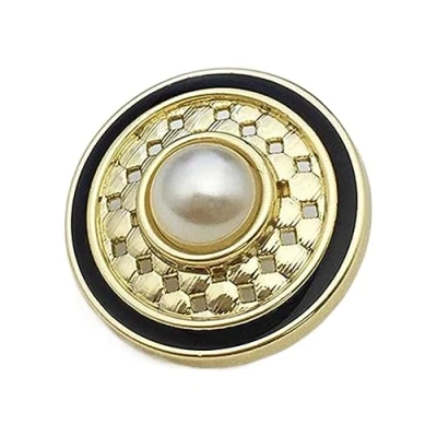Image of Buttons Metal Cutout Pearl Button Women&#039;s Top Coat Blazer Gold Buttons, and Black, 20mm (5 Pieces)