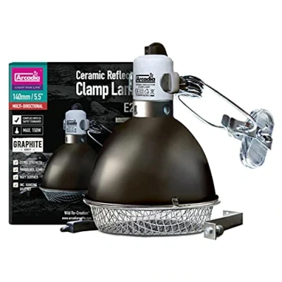 Image of Arcadia Graphite Ceramic Reflector Clamp Lamp with Holder, Small 140mm / 5.5&quot;