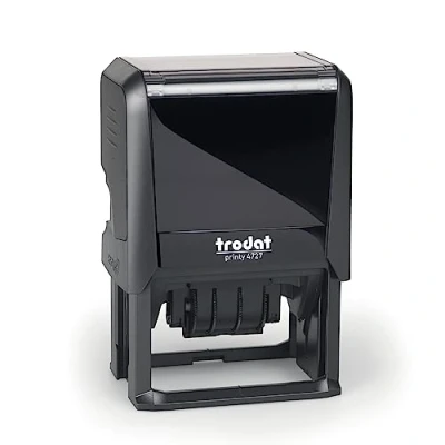 Image of Trodat Printy Dater 4727 Personalised Custom Office and Business Stamp Allows Up to 6 Lines of Text (3 Above 3 Below Date)