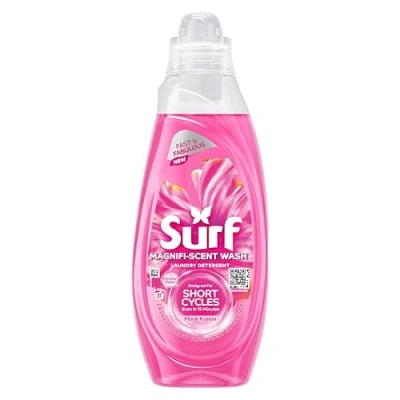 Image of Surf Magnifi Scent Wash Floral Fusion Laundry Liquid For Short Cycles Fast and Fabulous Fragrance 837 ml (31 Washes)