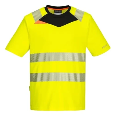 Image of Portwest DX4 Hi Vis Polo Shirt S/S Yellow/Black 4XL