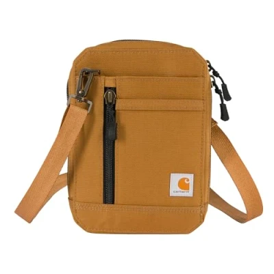 Image of Carhartt Unisex&#039;s Nylon Duck, Water Resistant Wallet with Adjustable Crossbody Strap Brown