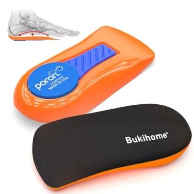Image of Plantar Fasciitis Heel Cups Bukihome Arch Support Gel Cushions for Pain Relief, Flat Feet, Achilles Tendonitis, Spur, Inserts, UK Size Women 3.5 6.5 &amp; Men 4 7, Small
