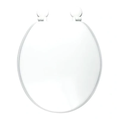 Image of Wirquin 21230001 Woody Solid Wood Wooden Bathroom Toilet Seat with plastic hinge.