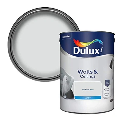 Image of Dulux Walls &amp; Ceilings Matt Emulsion Paint Cornflower White 5L