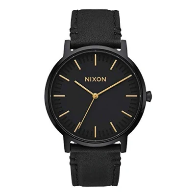 Image of Nixon Unisex Digital Quartz Watch with Leather Strap A1058 1031 00