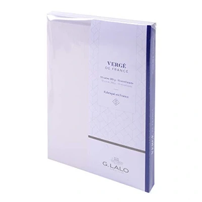 Image of Clairefontaine Ref 25150L G.Lalo Correspondence Writing Set Includes 10 x 10.3 21.3cm, 300gsm Cards + 11 22cm Lined Gummed Envelopes French Laid Paper Extra White