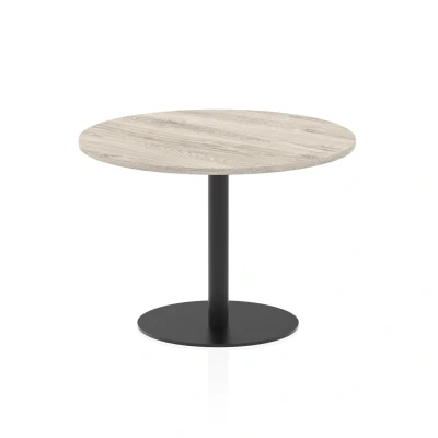 Image of Italia 1000mm Poseur Round Table Grey Oak Top 720mm High Black Leg