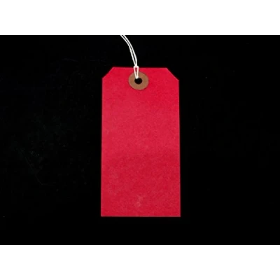 Image of Ivy Red Strung Tags 120mm x 60mm Luggage Labels Tickets Tie On String (100 Pack)