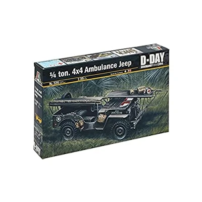 Image of Italeri 0326 1:35 1/4 Ton 4x4 US Ambulance Model Building Kit, Standing Building, Crafts, Hobby, Gluing, Plastic Detailed Multi Coloured