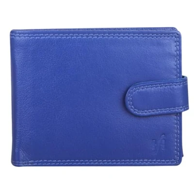 Image of STARHIDE Mens RFID Blocking Real Leather Billfold Notecase Coin Pocket Id Card Holder Wallet Gift Boxed 710 Blue