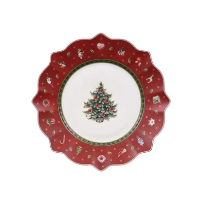 Image of Villeroy &amp; Boch Toy&#039;s Delight Breakfast/Dessert Plate Red and White, Microwave Safe, Nostalgic Toys Delight, Christmas Decoration, Premium Porcelain